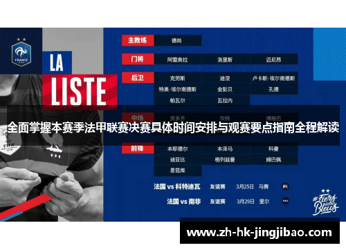 全面掌握本赛季法甲联赛决赛具体时间安排与观赛要点指南全程解读